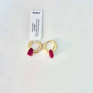 Angie Covered Heart Huggie 18k Gold Vermeil Raspberry Heart